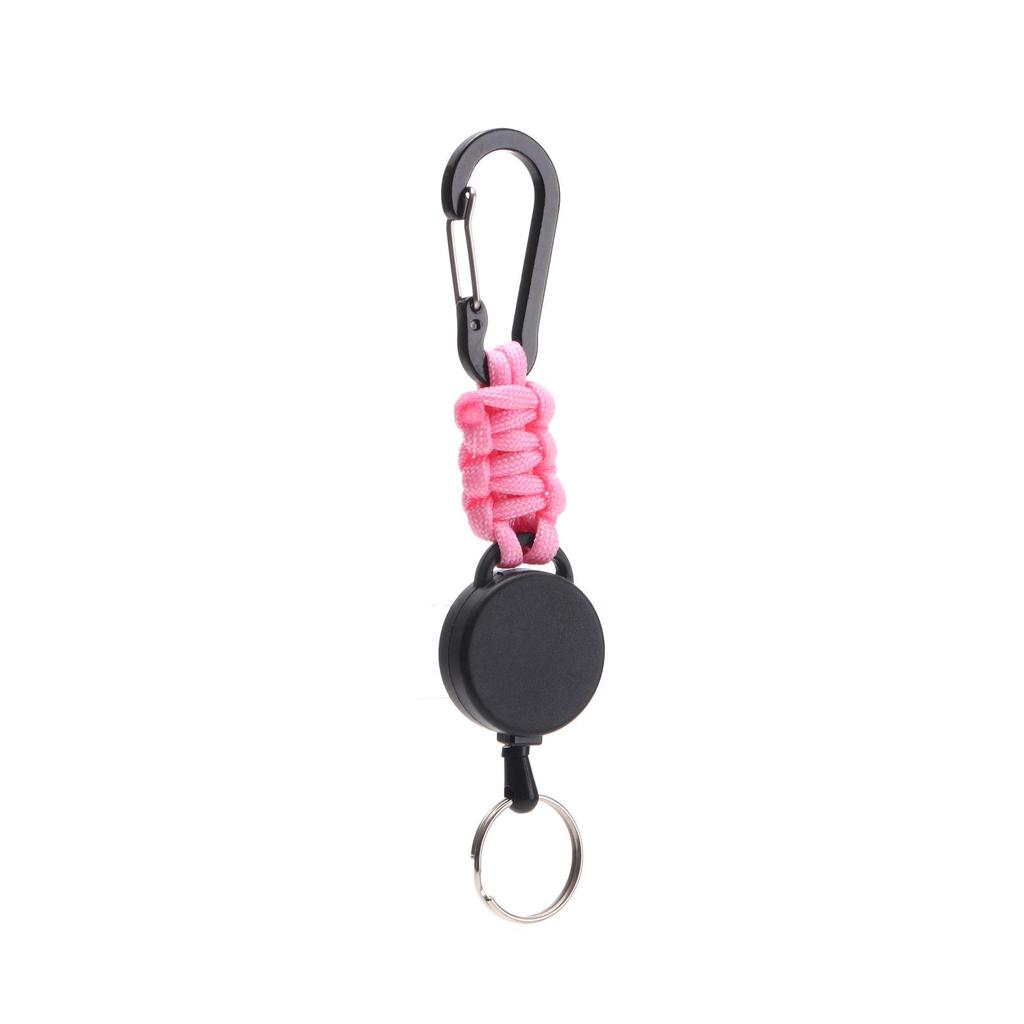 Outdoor Paracord Weaving Retractable Keyring with Easy-Pull Elastic Anti-Lost Steel Wire Buckle