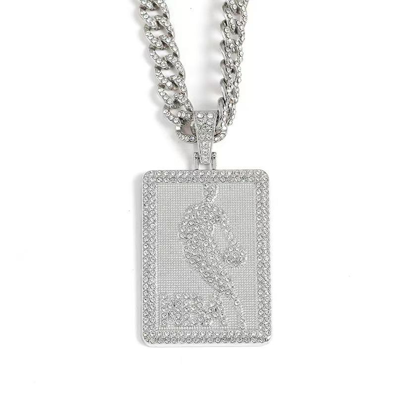 Cristiano Ronaldo Rhinestone Jersey Pendant Gold-Plated Cuban Necklace