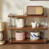 Vintage Wooden Storage Rack Thickened Minimalist Desktop Storage Rack Convenient 3-Tier Cup Storage Rack Living Room