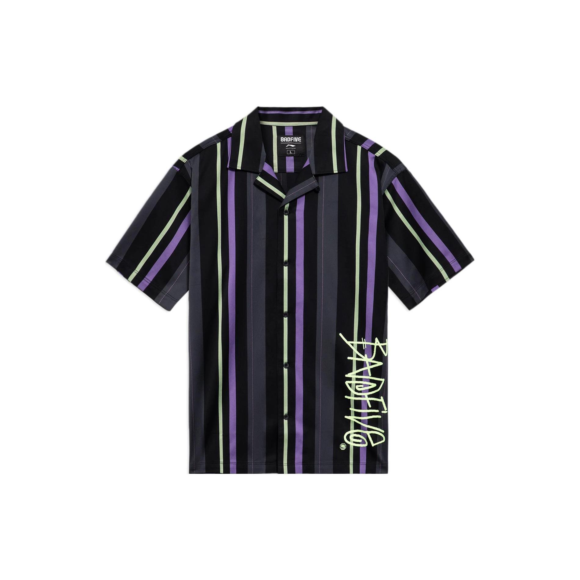 Li Ning Shirts Men s Black Cuban Collar Moderate Other ASHS381-2 XXL