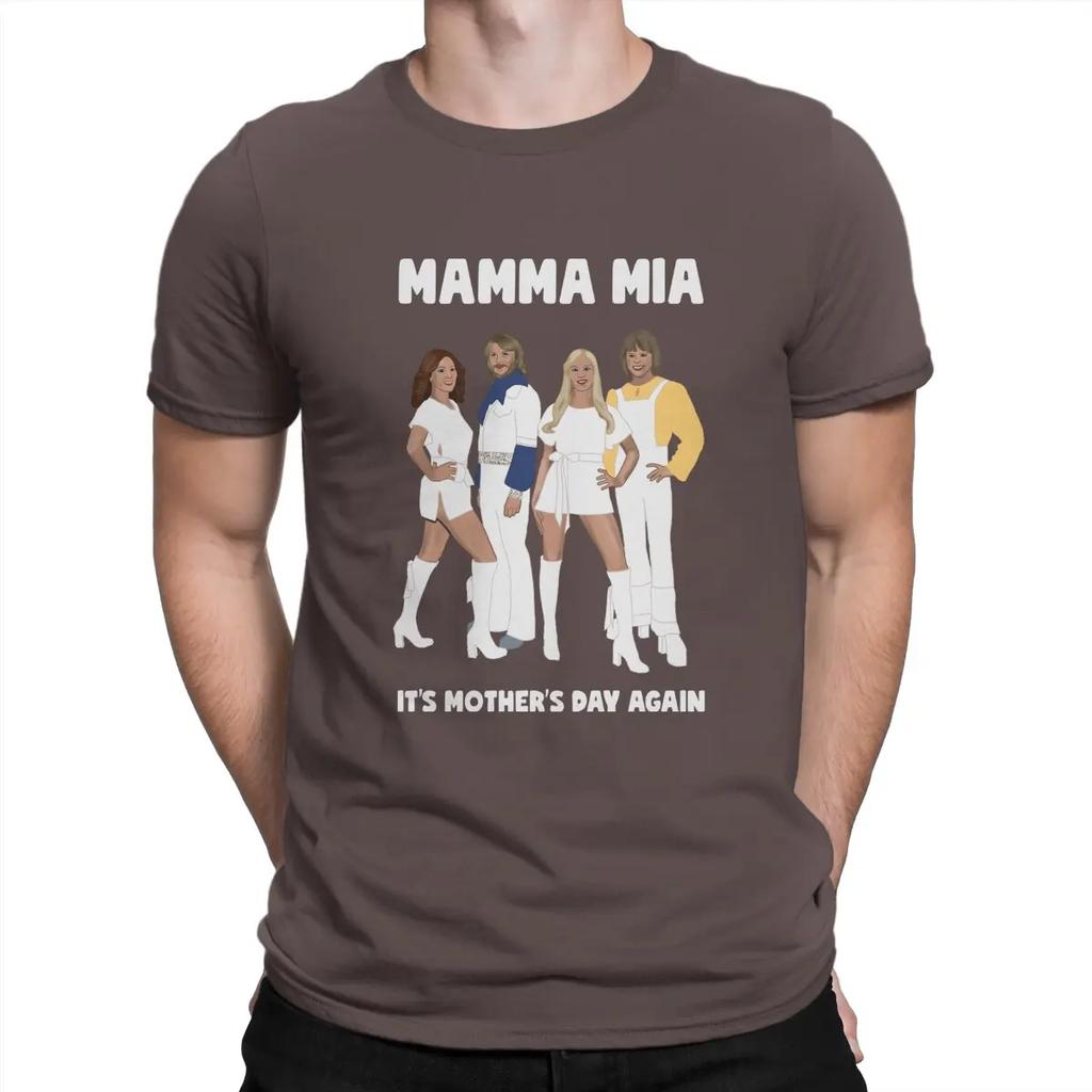 Fashion Mamma Mia Music T-Shirts for Men Round Neck 100% Cotton T Shirt A-ABBA Band Short Sleeve Tee Shirt Birthday Present