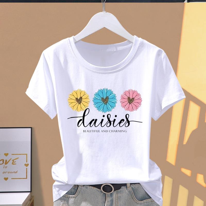 (Asian Size) cute letter style Women's Top T shirt Printed O-neck Short Sleeve T-shirts Fashion Female Casual Clothing Graphic Tee