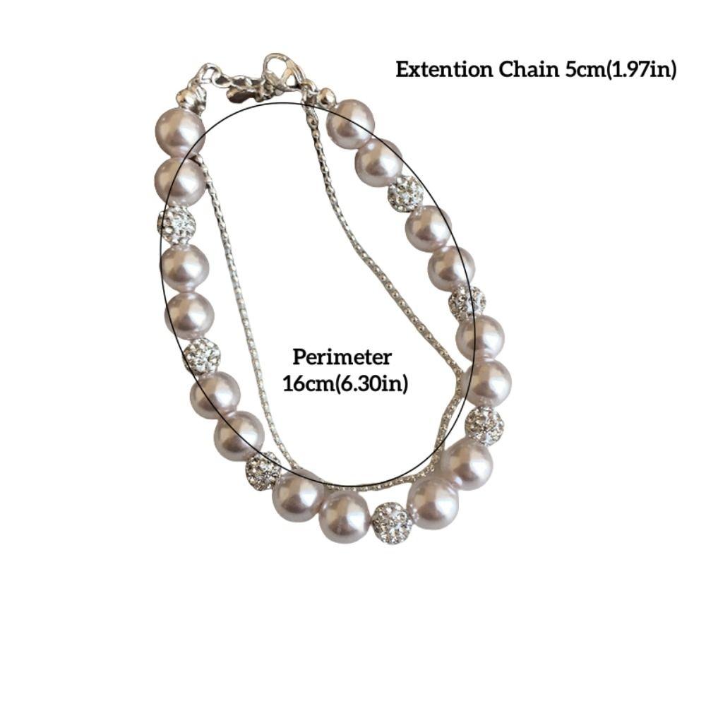 Charm Pearl Crystal Bracelet Shining Zircon Double Layer Bracelet Sweet Beaded Hand Bangle  Party