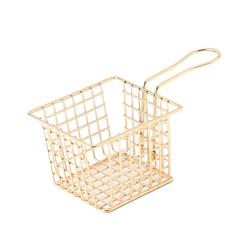 Square Shape Fryer Basket Silver Rose Gold Gold Frying Strainer French Fry Holder Cooking Frying