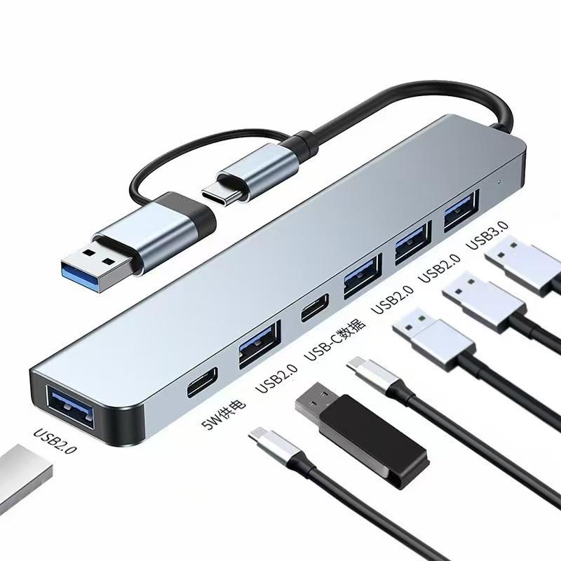 Type-C Hub Splitter Expansion Dock with Aluminum Alloy Shell for Computer Peripherals