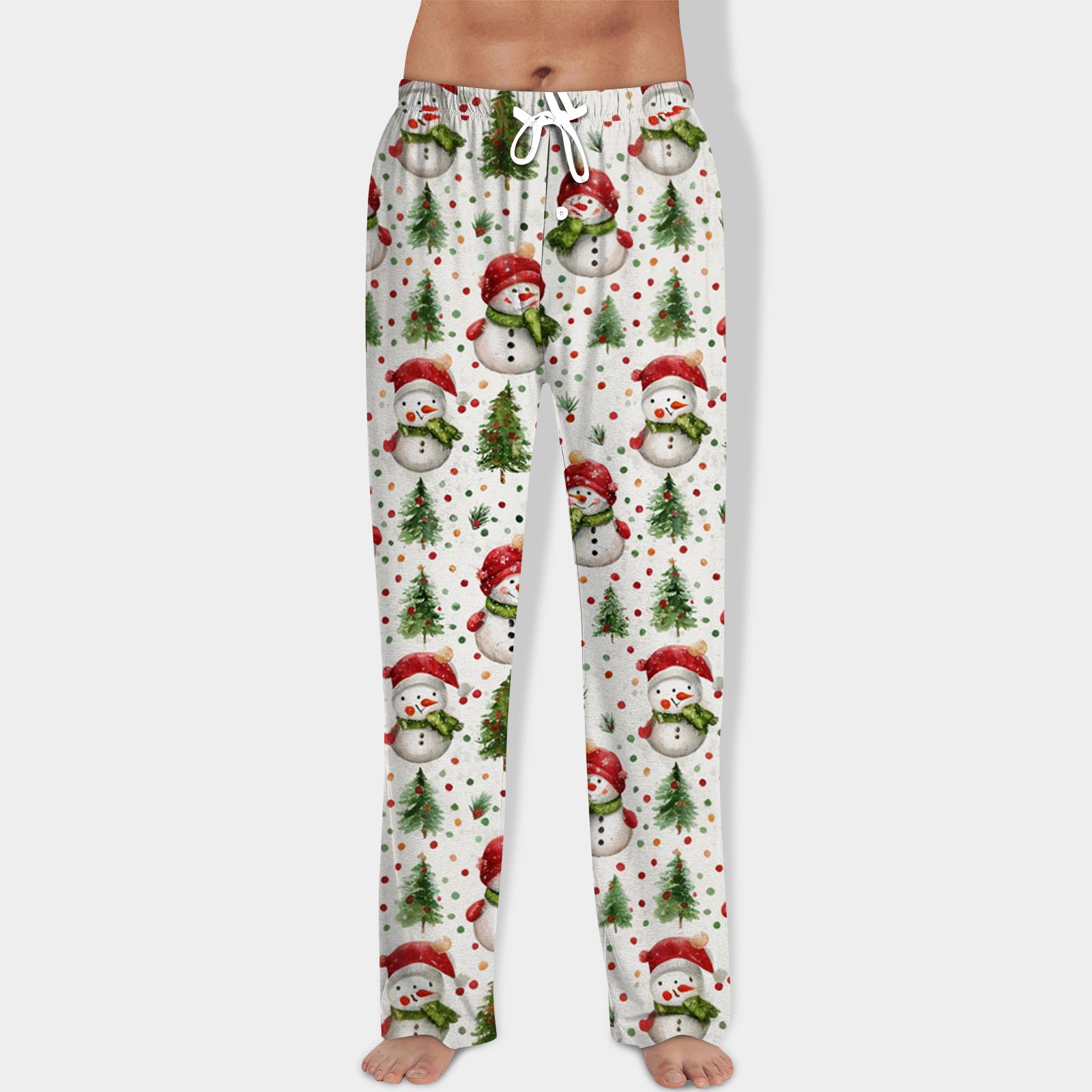 

Мужские брюки на кулиске с рождественским принтом, повседневные пижамные брюки L зелёный