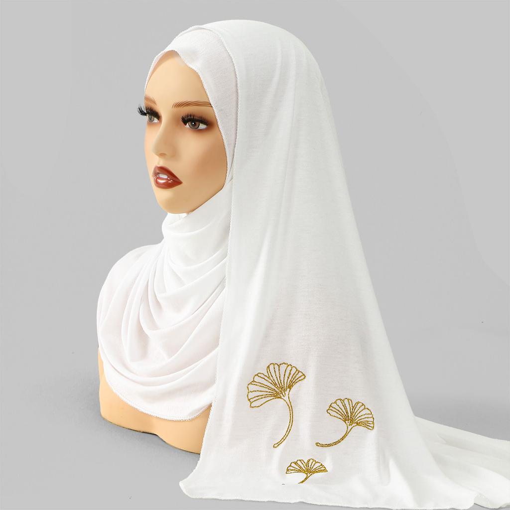 New Jersey Modal Scarf Hijab for Woman Gold Sprinkling Plain Soft Long Shawls Islam Headwraps Ramadan Prayer Turban