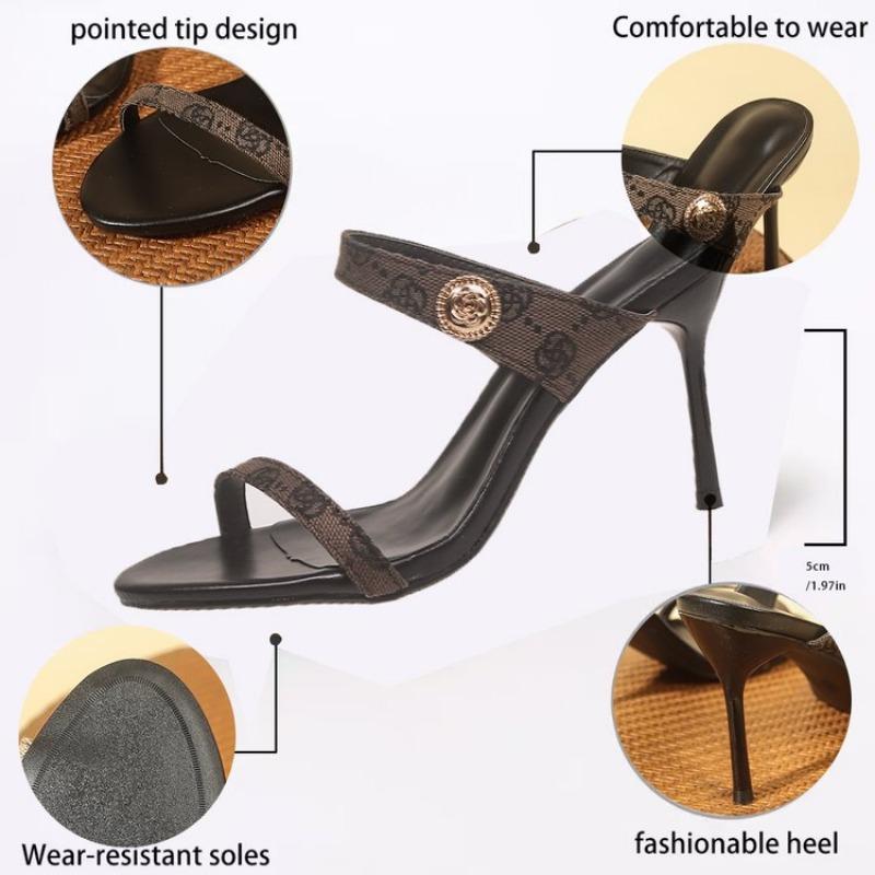 Fashion Design Crystal Slippers Women Plus Size Stiletto High Heeled Snadals Woman Sexy Pointed Toe Party Shoes Ladies