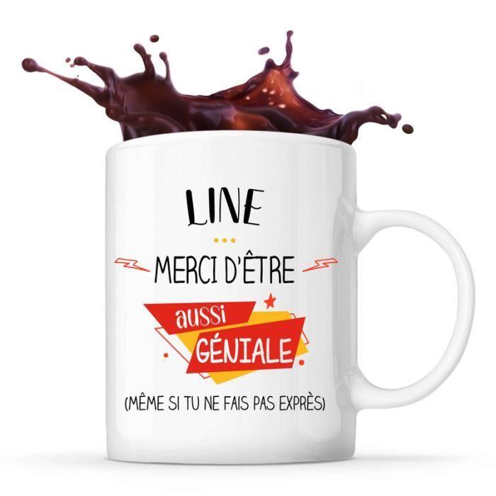 Mug - Line - Tasse Cadeau Prénom - Céramique - Blanc - Contemporain