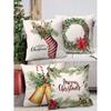 Set of 4 Merry Christmas Decorative Throw Pillow/Cushion Covers -(18 X 18 INCH, Off-White)