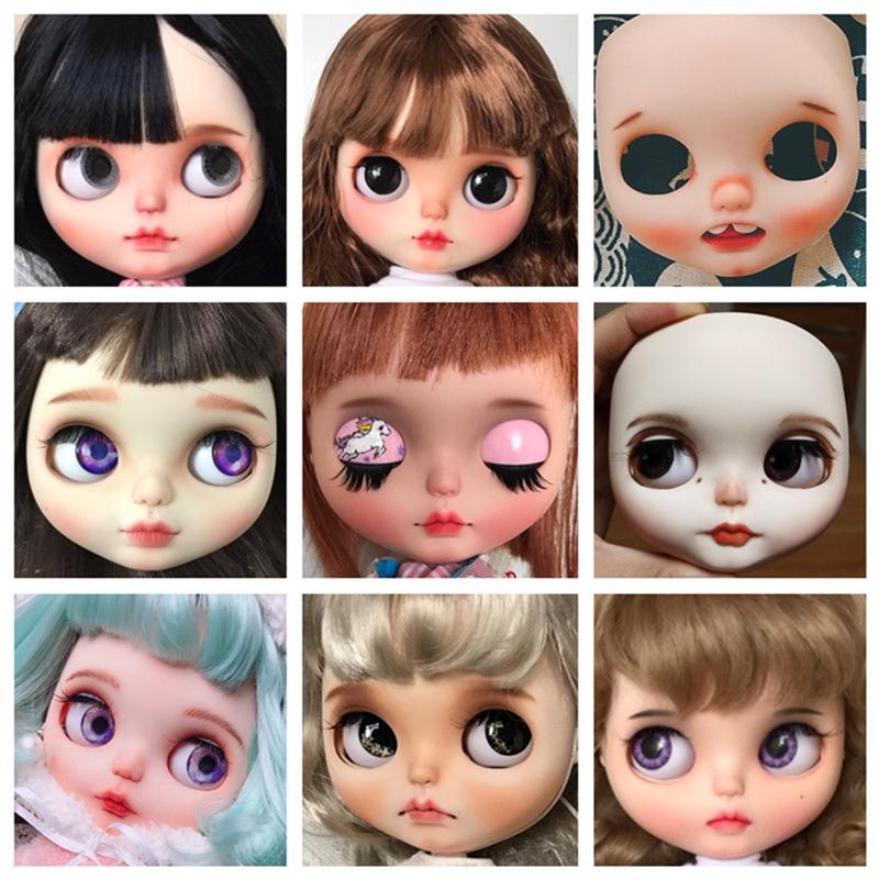 Blyth Doll Face Plate for diy blyth makeuo Including Back Plate and Screws White Black tan Skin Doll Makeup practice face shell