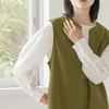 Autumn and Winter Woolen Coat for Women V-neck Solid Color Sleeveless Vest Dress Exterior Style