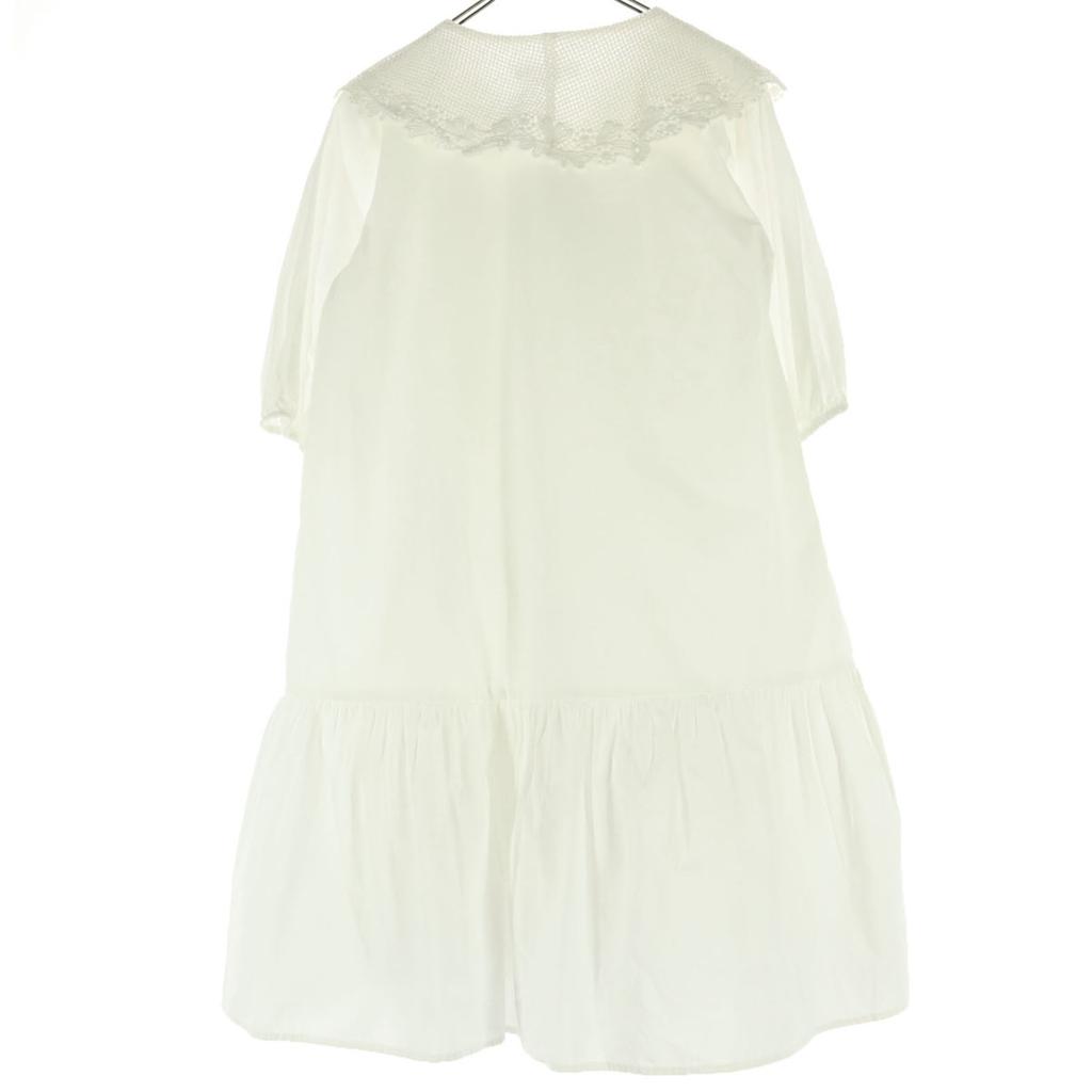 unused ZARA Short sleeve Embroidered collar Knee-length dress 13-14 white Women Used