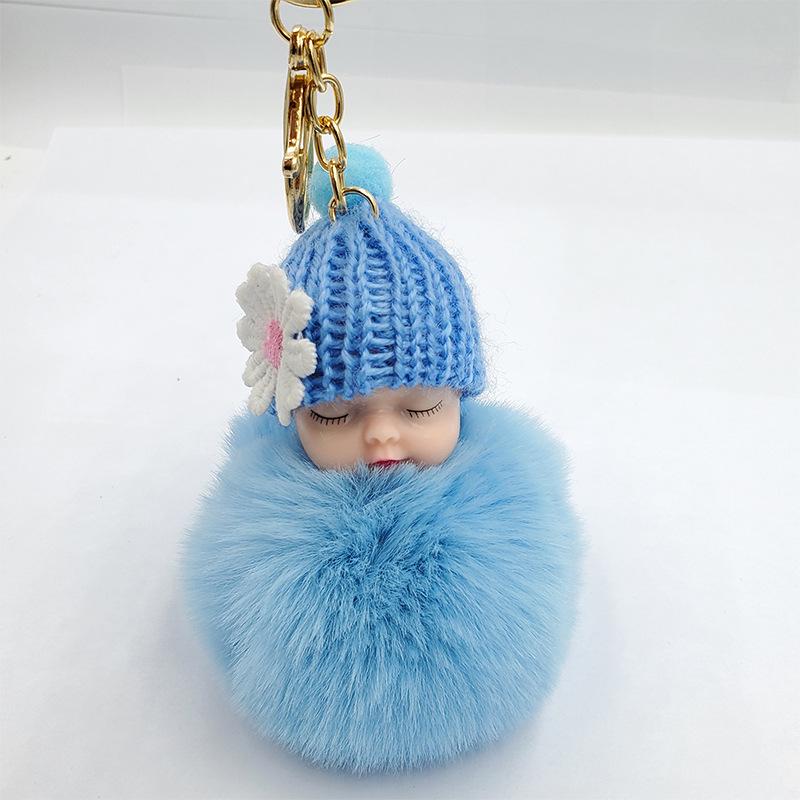 Imitation Rex Rabbit Fur Sleeping Doll Keychain - Cute Sleeping Baby Bag Pendant Gift
