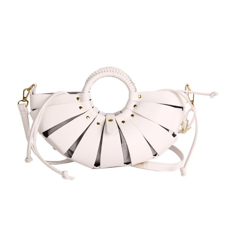 

Fashion PU Zipper Hollow Out Half Moon Bags Europe America Style Personality Top-Handle Bags Hot Sale Design Sense Niche Bags бежевый