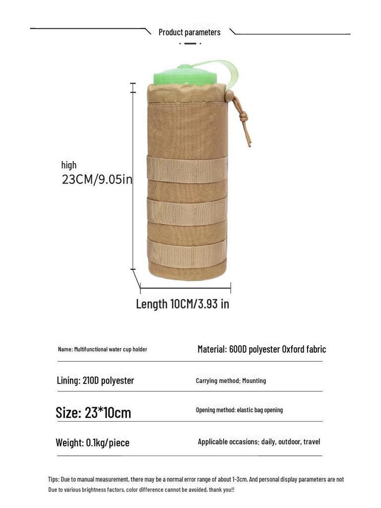 Přenosná sada MOLLE šálek na čaj a láhev na vodu na cestování