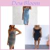Denim Dress With Lace Vneck Sleeveless For Casual Summer Wear
