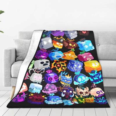 B-Blox Game Fruits Blankets Mythical Cartoon Anime Flannel Funny Warm Throw Blanket for Home Spring Autumn Couch