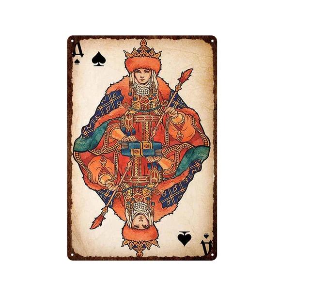 Vintage Poker Card Guitar Metal Tin Sign Music Bar Garage Casino Wall Decor Retro Iron Poster Plaque Home Art Decoration