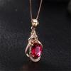 18K Gold-Plated Korean Garnet Pendant Necklace for Women
