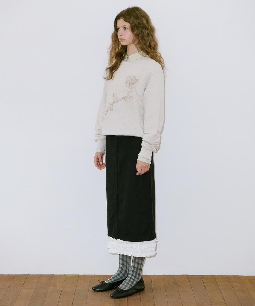 Sinun Frill Long Skirt (Black)