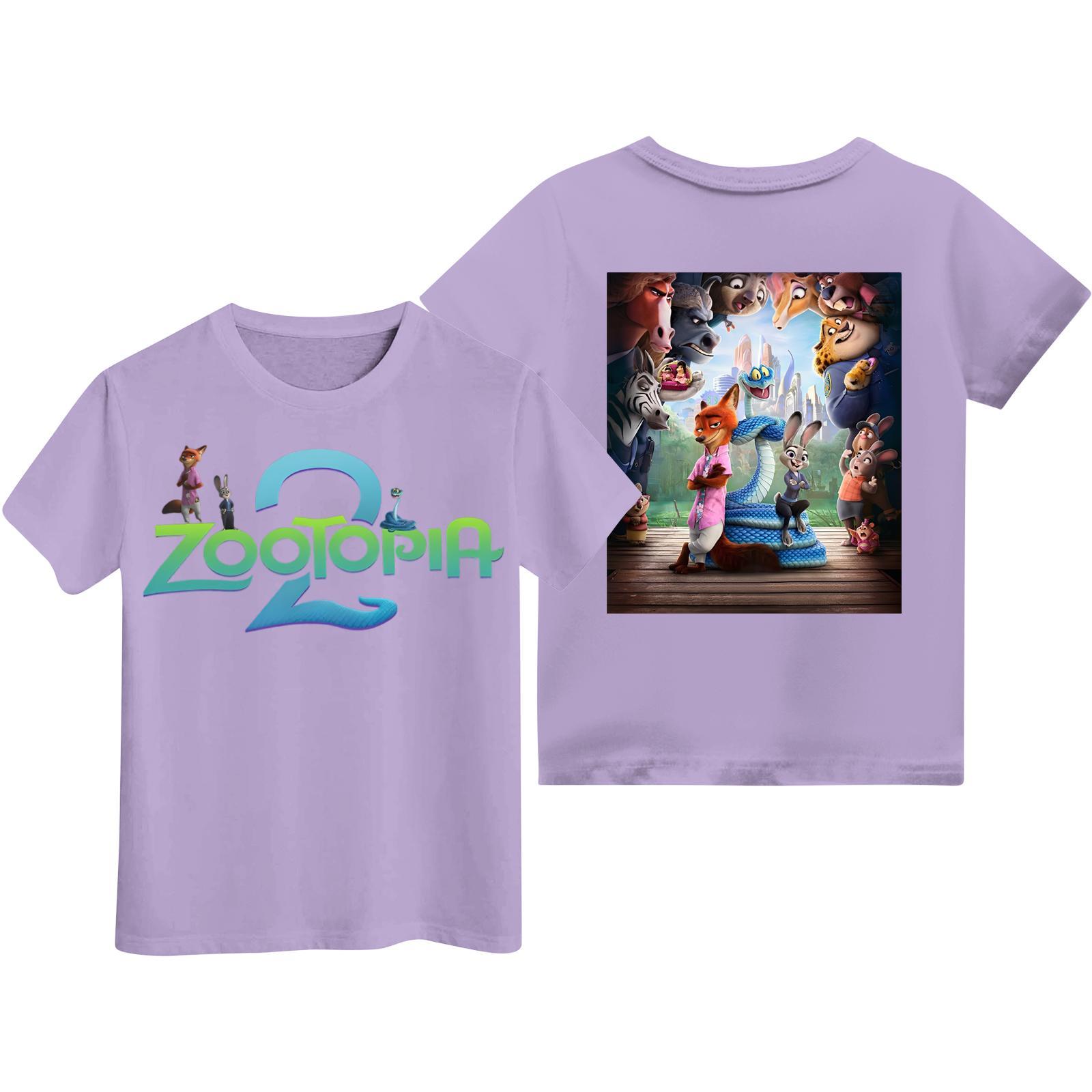 

Детская повседневная модная футболка с коротким рукавом и мультяшным принтом 150 фиолетовый