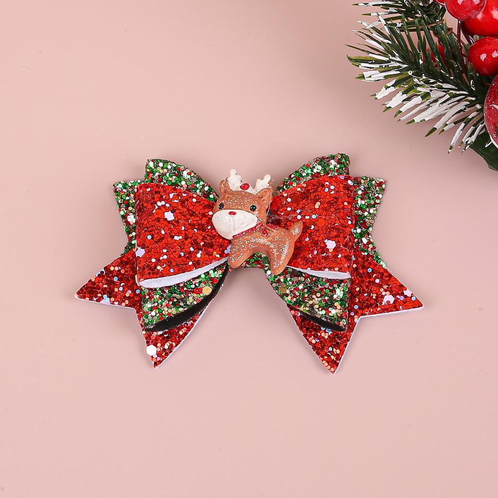 Kids Christmas Hair Bows For Cute Girls Hair Clip Hairpin Elk Santa Claus Barrettes Children Christmas Party Hair Accessories