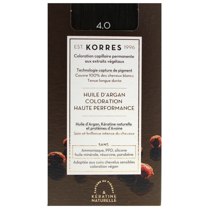 Coloration Permanente - Korres - Châtain Naturel 4.0 - Sans Ammoniaque - Crème - Tous Types De Cheveux
