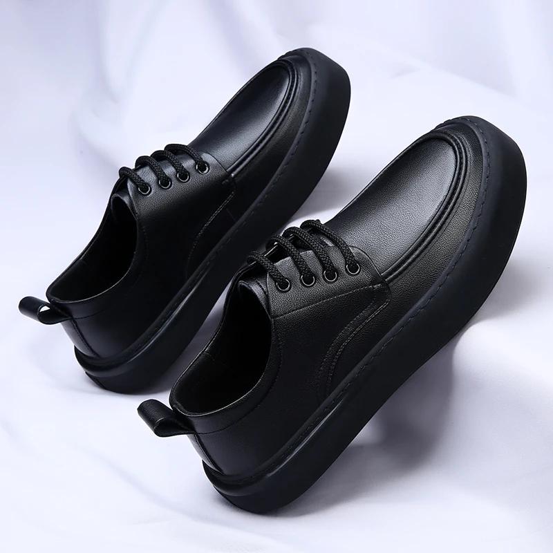 Men's Genuine Leather Casual Shoes Black white Sneakers Men Autumn Man Fashion Handmade Outdoor Leisure Walk Flats men shoes