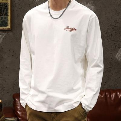 T-shirt a maniche lunghe in puro cotone da uomo Autunno Inverno Nuovo Moda trendy coreana Versatile Ampia Taglia grande Sottogiacca Top
