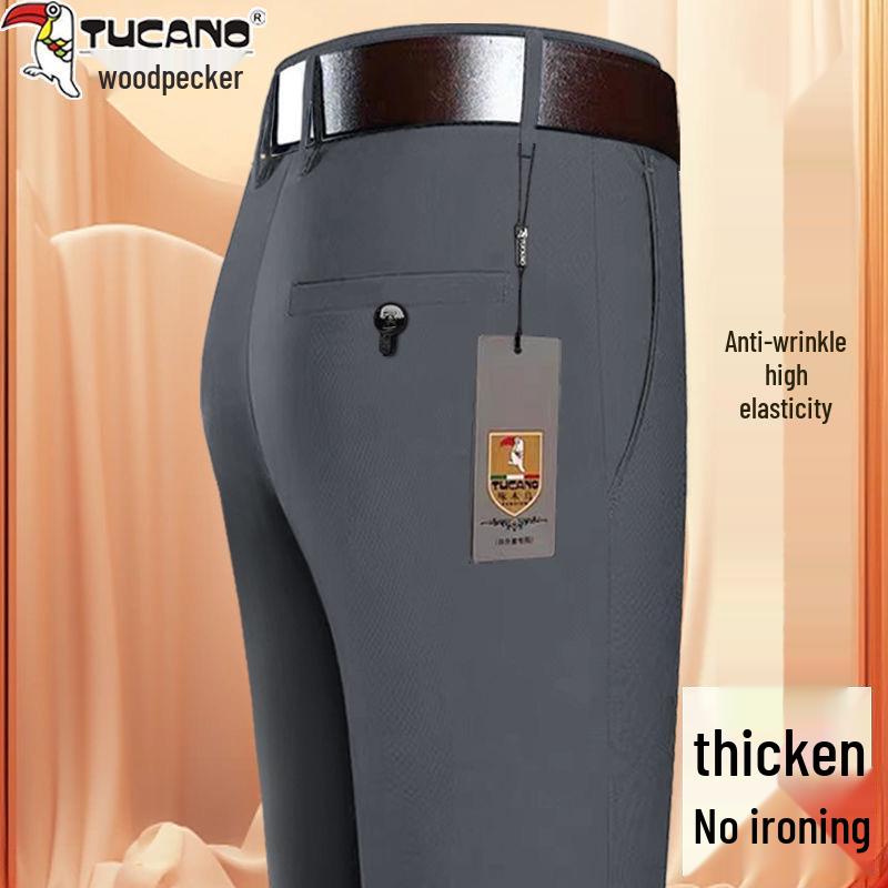 Woodpecker Men's Fleece-Lined Lambswool High-Waisted Straight-Leg Pants