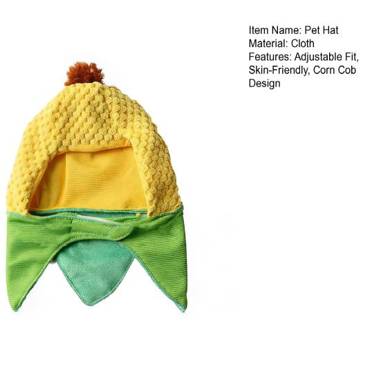 Mısır Koçanı Evcil Hayvan Şapkası Sevimli Mısır Tasarımı Kedi Şapkası Kulak Delikli Ayarlanabilir Evcil Hayvan Şapkası Kediler ve Küçük Köpekler için Parti Kostüm Aksesuarı Fotoğraf Sahnesi