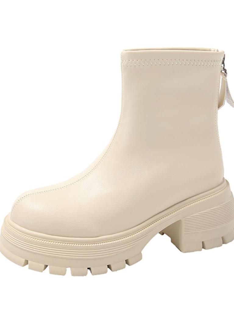 Thick-soled Martin boots women's new thin boots retro heightening fashion leather short boots children's autumn and winter Chelsea boots