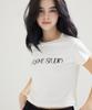 AWESOME STUDIO Awesome Logo Crop Slim Fit Short Sleeve T-Shirt Ivory