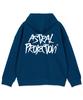 Astral Projection Graffiti Lettering Oversized Wide Shoulder Zip-Up Hoodie_Teal Blue