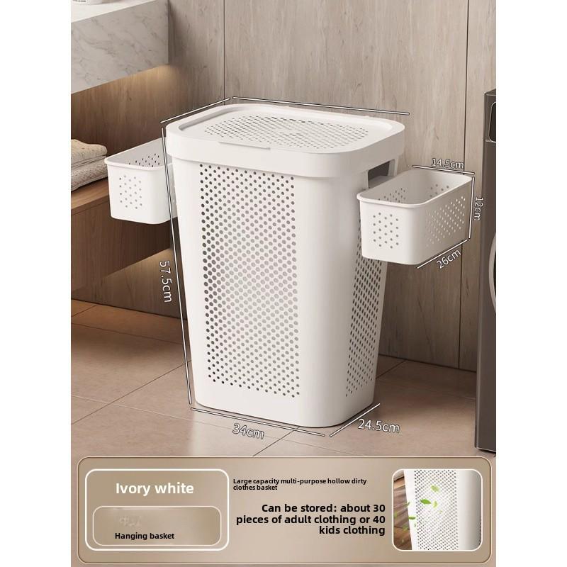 Large Capacity Laundry Hamper with Lid - Dirty Clothes Storage Basket for Bathroom