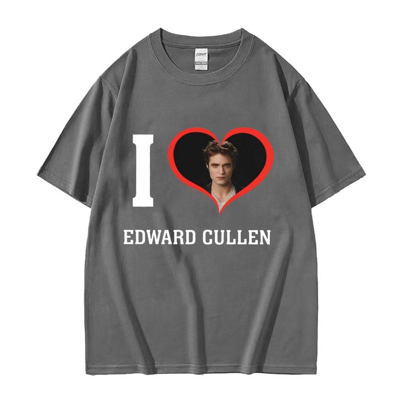 I Heart Edward Cullen Twilight Graphics Print Tee Shirt Unisexs Clothing Couples Fashion T Shirt Unisex Cotton Oversized Tshirt