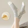 Women's Spring Mid-calf Socks, White Socks, Striped, Durable, Anti-pilling Long Socks, Casual Boneless Socks, Cotton Socks