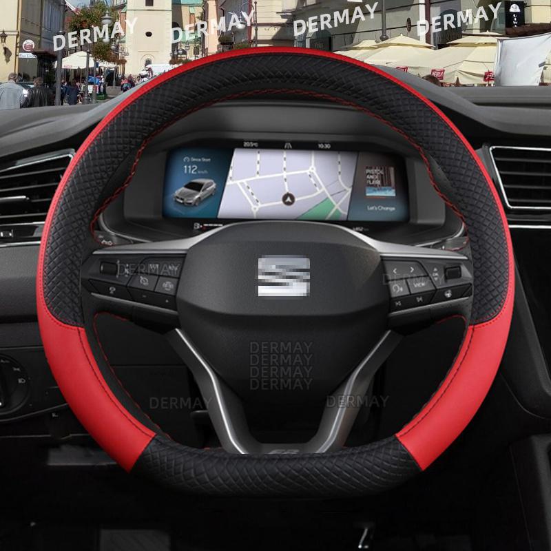 for Seat ibiza 6L 6J 6P 6F KJ1 FR Car Steering Wheel Cover PU Leather Non-slip 9 Colors Auto Accessories Fast Shipping