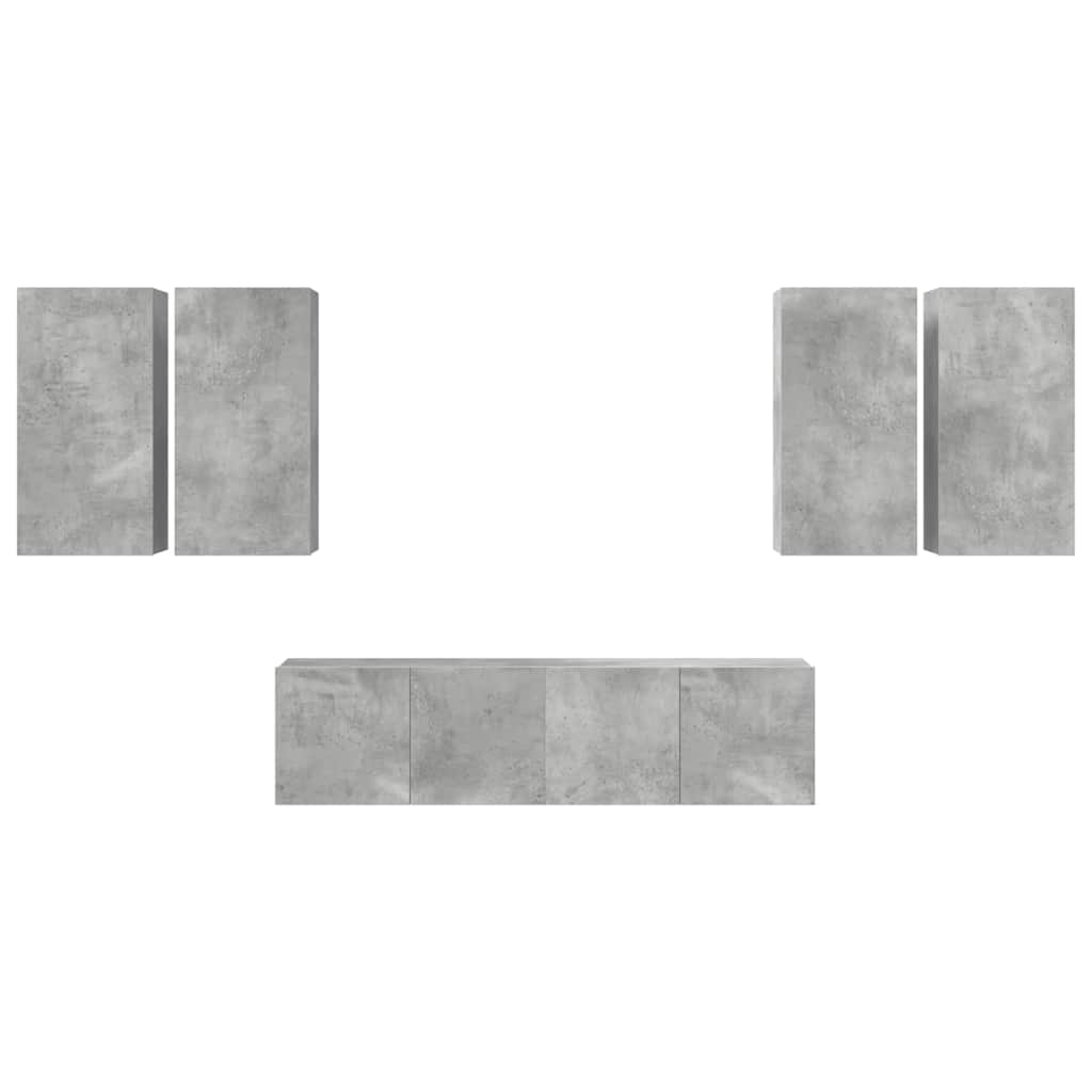 Vidaxl 6-Cz. TV Cabinet Set, Concrete Grey, Wood-Based Material