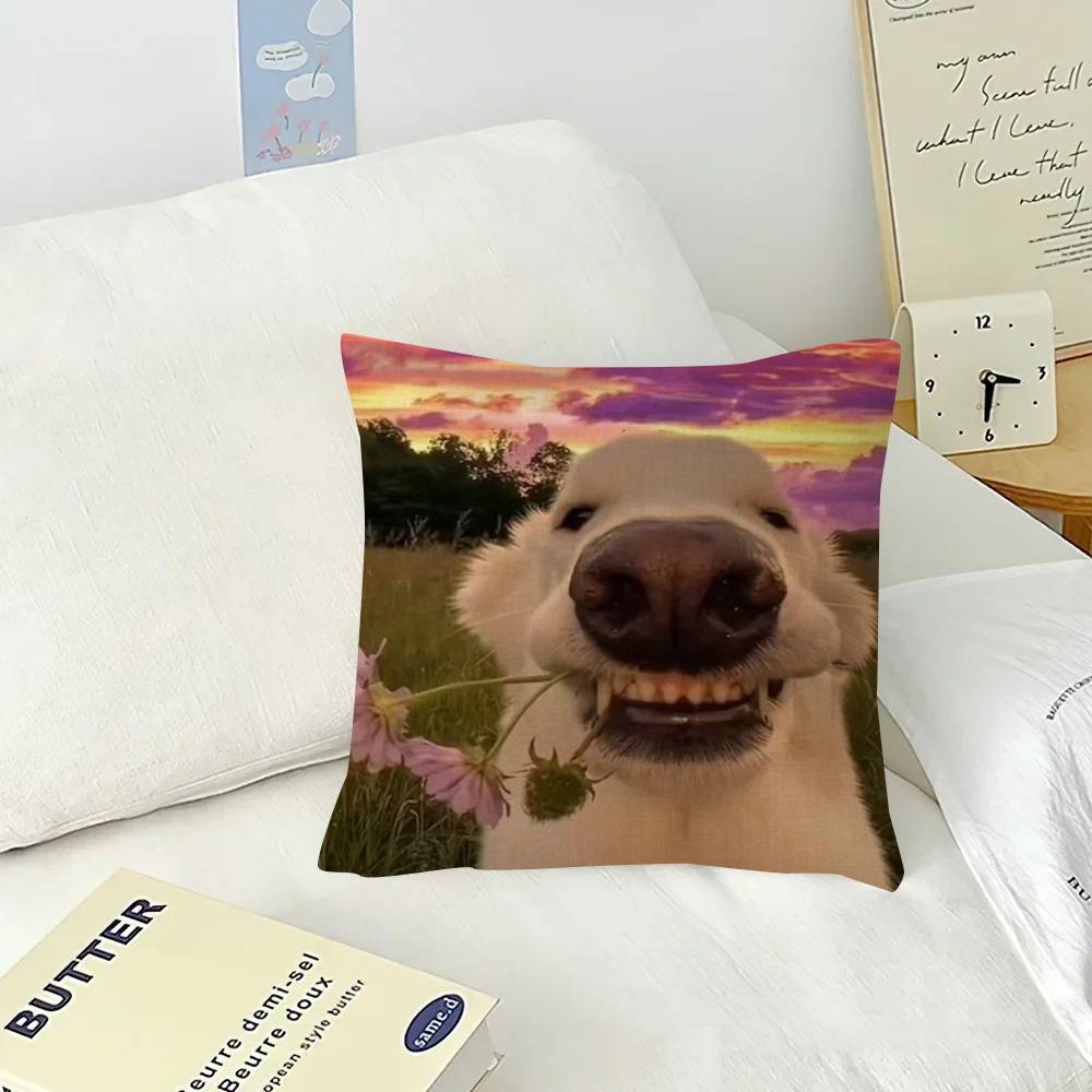 Cute Dog Funny Meme   Pillow Cushion Cover Pillowcase Living Room Sofa Home Decor Customized
