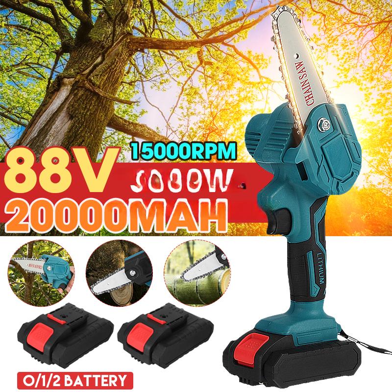4-Inches  24V Cordless Electric Chain Saw Protable Chainsaw W/ 1 or 2Pcs Batteries For Tree Branch Wood Cutting