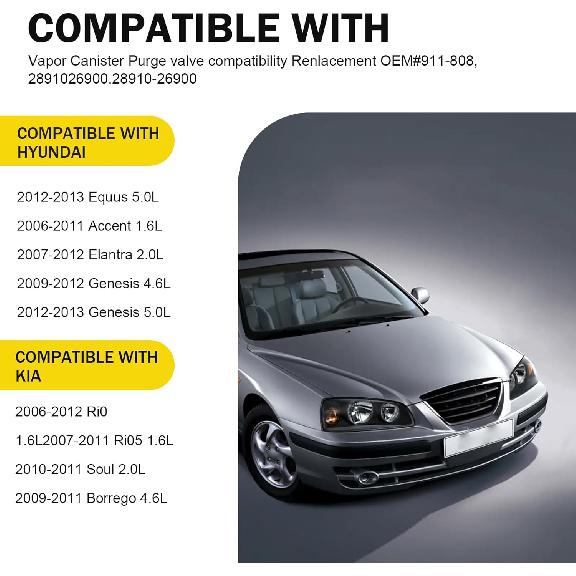 28910-26900 Magnetventil für Aktivkohlebehälter-Entlüftung, Magnetventil für Aktivkohlebehälter-Emissionsentlüftung, Ersatz-OEM-Nr. 28910-26900, 2891026900, 911-808