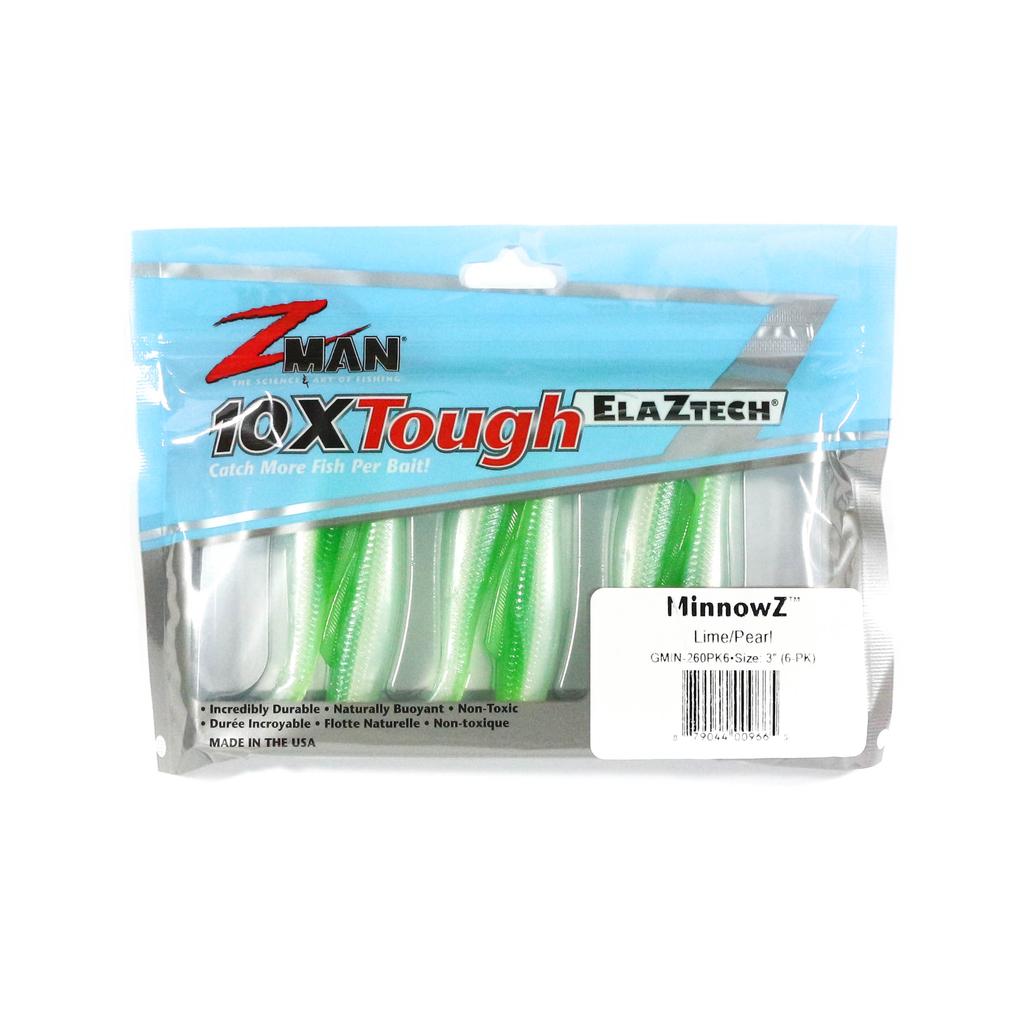 Zman Soft Lure MinnowZ 3 Inch 6/Pack Lime Pearl (9665)