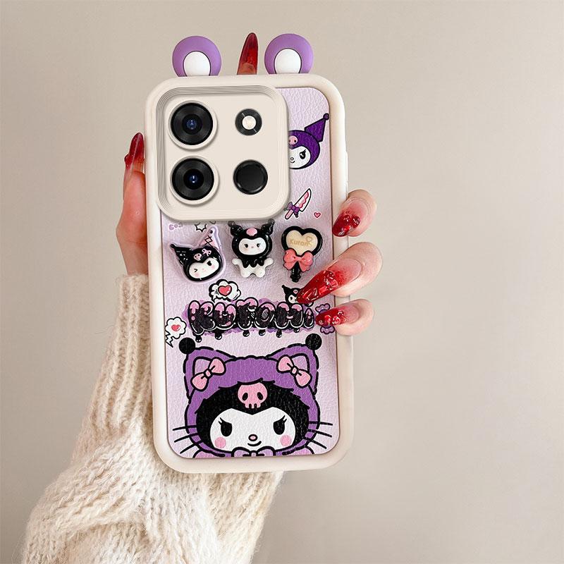 KEYSION Cute Ear 3D Cartoon Case for TECNO Spark Go 2023 Pop 7 Pro with Bracelet Silicone Shockproof Phone Cover for Infinix Smart 7