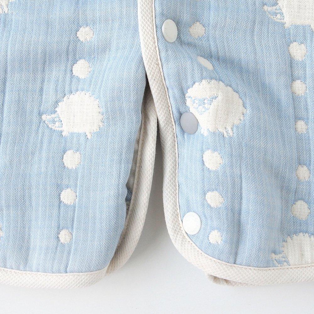 10mois Hoppetta Fluffy Gaze Baby för Nyfödda till Åldrar Blå (6-lagers gasväv) Tvåvägs pyjamas, 100% bomull, 3,