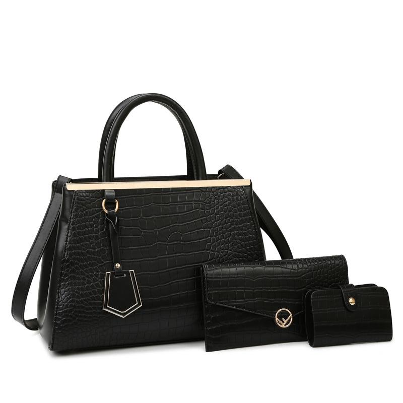 Temperament Damen Tasche Dreiteiliges Set Modische Steinmuster Einfarbige Damen Umhängetasche Urbane Einfache Handtasche Damen Pendler