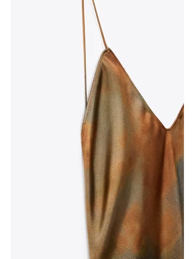 2023 Rainbow Print V-Neck Backless Suspender Dress