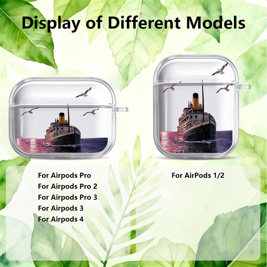 Oil Painting Lighthouse Ship Clear Earphone Cases Cover Case For Airpods Pro2 1 3 Pro 4 Pro3 2