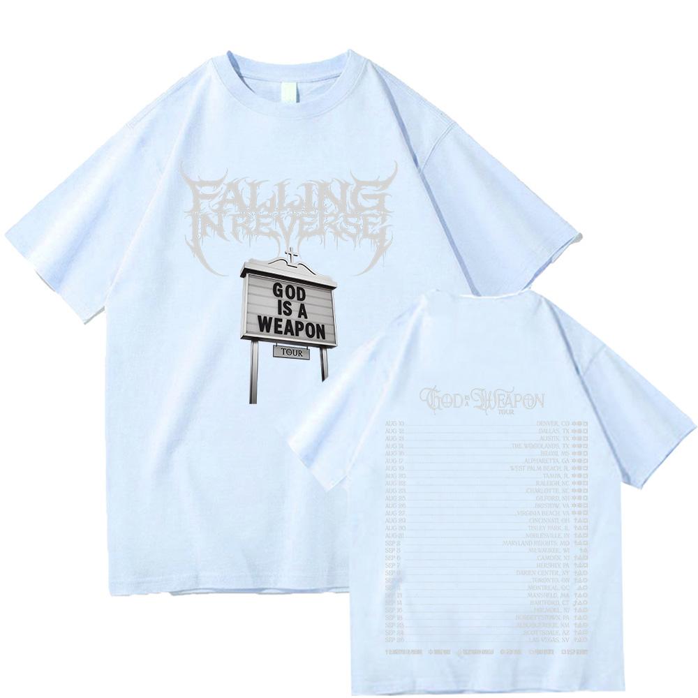 Falling in Reverse God Is A Weapon Tour Trička 2025 Módní Krátký Rukáv Bavlna Letní Trička Hip Hop Pánské Oblečení Unisex Tričko